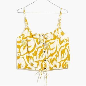 Madewell Linen-Blend Meriden Top in Tropicale Floral NWOT